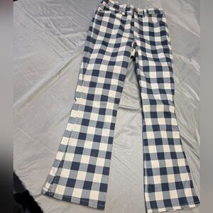 Wrangler Navy and White Gingham Flare Jeans